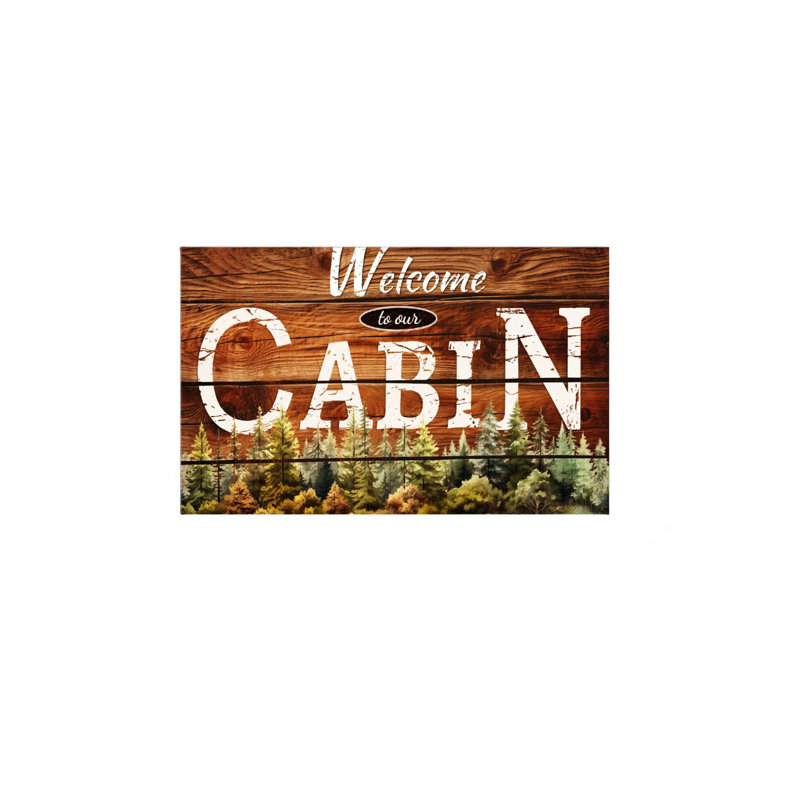 Welcome To Our Cabin, art mural encadré en bois à l'arrière, 24 po x 36 po