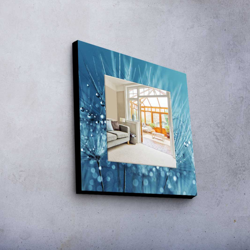 Elegant Decorative Mirror with 100% Pine Wood Frame, 19.7 x 19.7 inches | Real Glass Mirror (Thickness: 0.2 inches) | Stylish Fabric Painting | Perfect for Home Decor & Entryway Accent, Durable and Chic Design