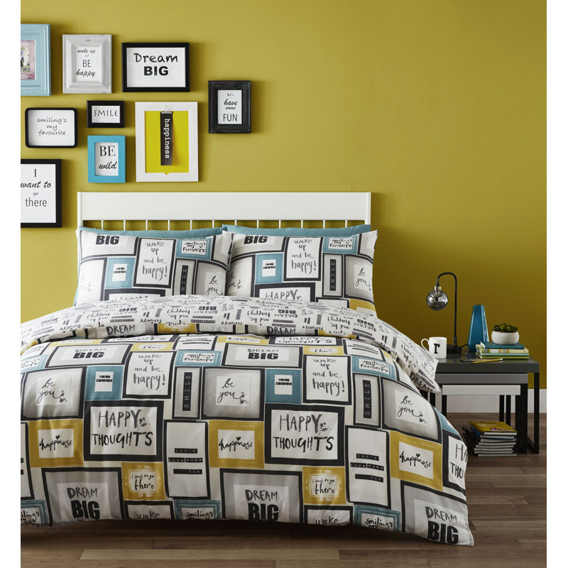 DREAM BIG Teal/Ochre, Single - 1 Standard Pillowcase