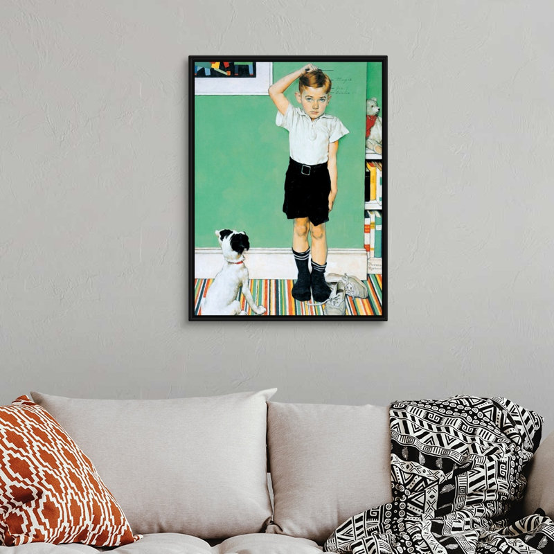 «He Going To Be Taller Than Dad», art mural sur toile, Cadre flottant noir, H 34 po x l 26 po x P 1,75 po