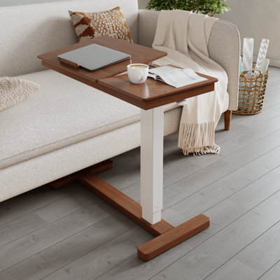 Table de lit en bois massif avec roulettes Aevah, table de chevet à hauteur réglable pour la maison et l’hôpital
