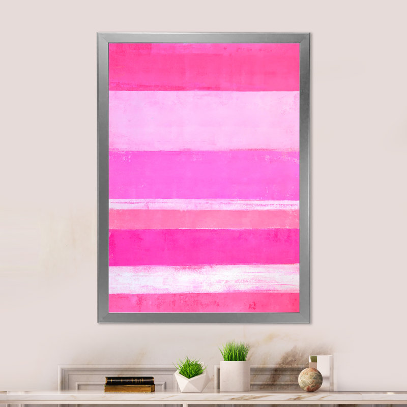 «Pink Abstract Art», reproduction d'art sur toile moderne et contemporaine, Cadre photo argenté, H 12 po x l 8 po x P 1 po