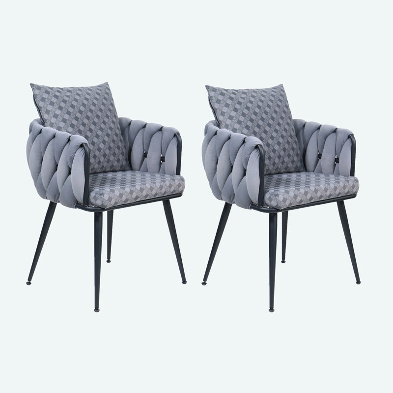 Maylyn 18'' H Tufted Velvet Armchair, Gray