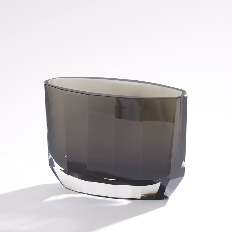Jewel Vase-Wide, Gray