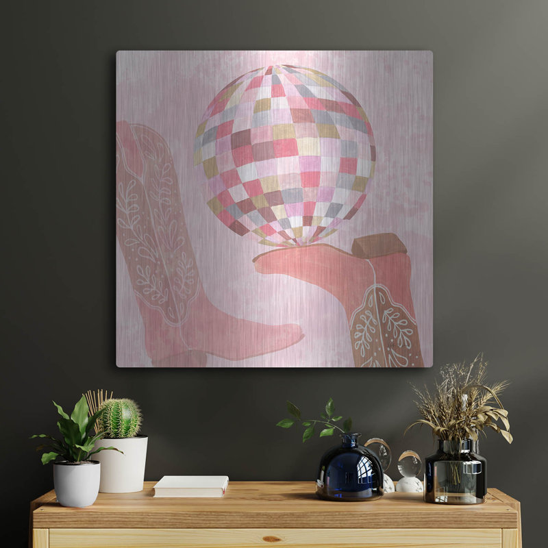 Art mural en métal «Disco Cowgirl 4» par Yvette St. Amant, H 24 po x l 24 po