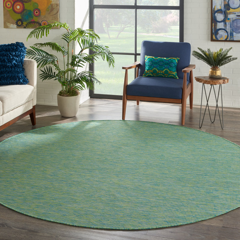 Lillehammer Solid Indoor/Outdoor Area Rug, Round 8', Green