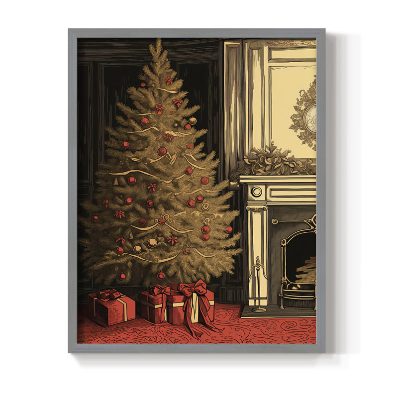 «Christmas Holiday Art DVI», reproduction encadrée - bois massif, Gris, H 11 po x l 9 po