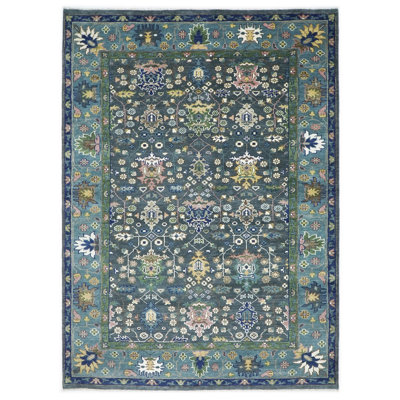 10'2"x13'11" Hand Knotted Wool Blue Oushak Arts and Crafts Rug