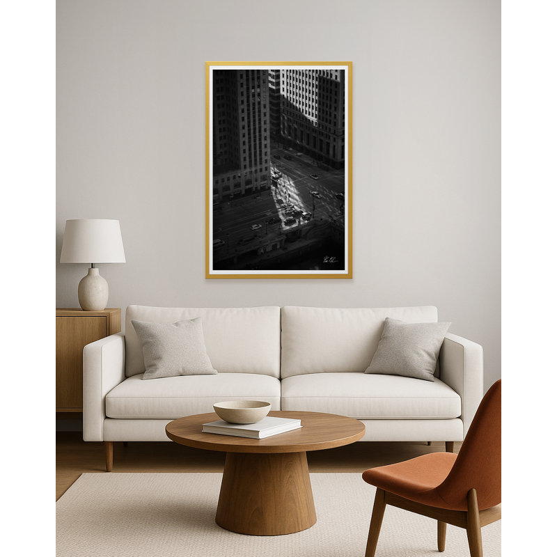 Wacker Drive Chicago II, Lustre photo encadré, H 40 po x l 27 po x P 1,5 po, Doré