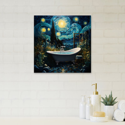 «Blue Starlight Bathroom I - Raven Animal», art mural