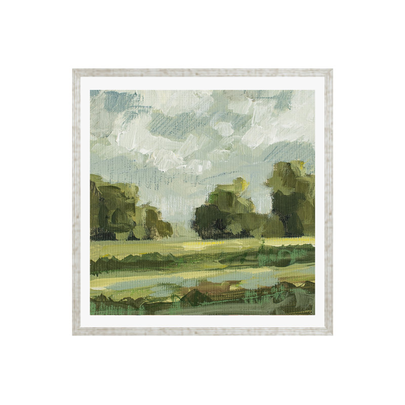 Abstrait paysage paire 12 par Miss Mustard Seed, Papier avec cadre argenté, Oui, H 12 po x l 12 po x P 0,75 po