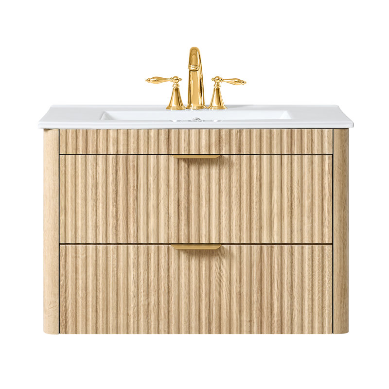 Ensemble de meuble-lavabo simple 24 po avec lavabo en céramique, 24'' W, Chêne classique