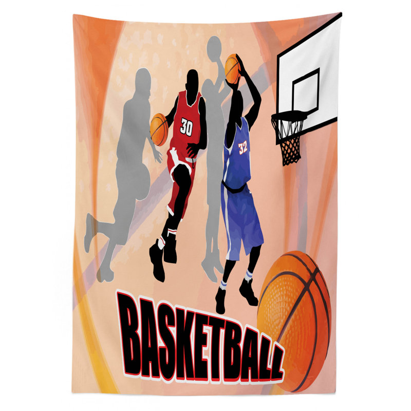 Nappe d’impression de style affiche classique "basket action players on abstract", 70 po x 52 po