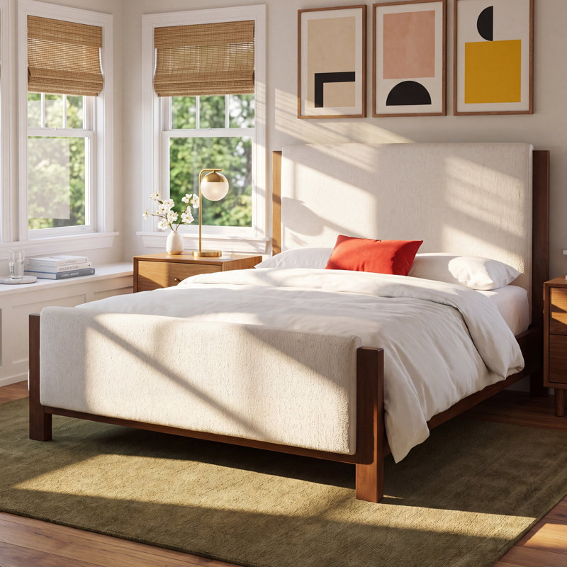 Marielle Upholstered Platform Bed, King, Omari Natural