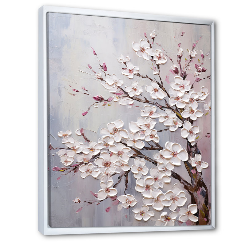 Arbre magique sur toile Dogwood Serenity, Cadre flottant blanc, H 44 po x l 34 po x P 1,5 po