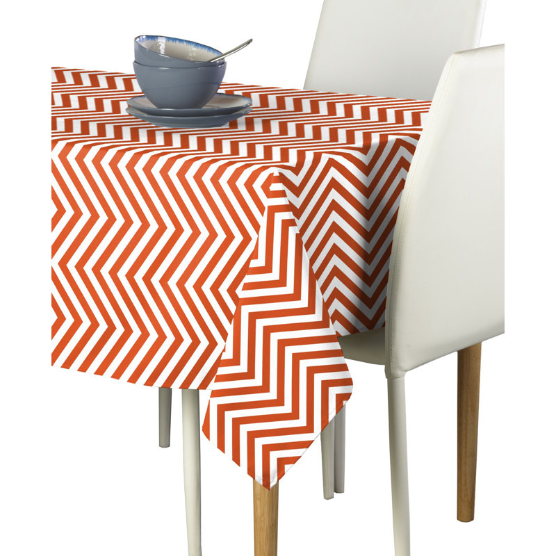 Mcauley Chevron Milliken Signature Tablecloth, 104" L x 60" W, Orange