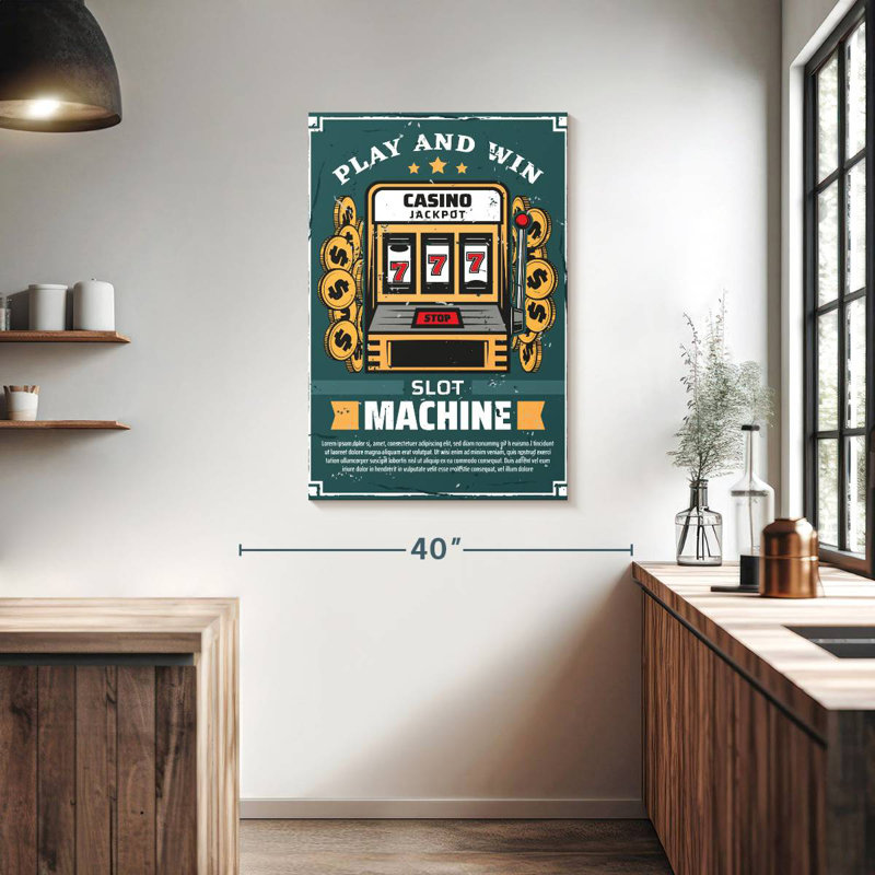 Senne Play And Win Slot Machine, 39" H x 26" W