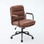 Ergonomic Pu Leather Mid Back Office Chair With 40 Reclining Back, Wheels, Arms, 360 Swivel, Adjustable Height, Brown, Double Sponge Cushion, Ideal For Living Room Entertaining Brown Padded , Swivel