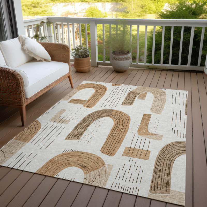 Tapis intérieur / extérieur ivoire Elas, 10 pi x 14 pi
