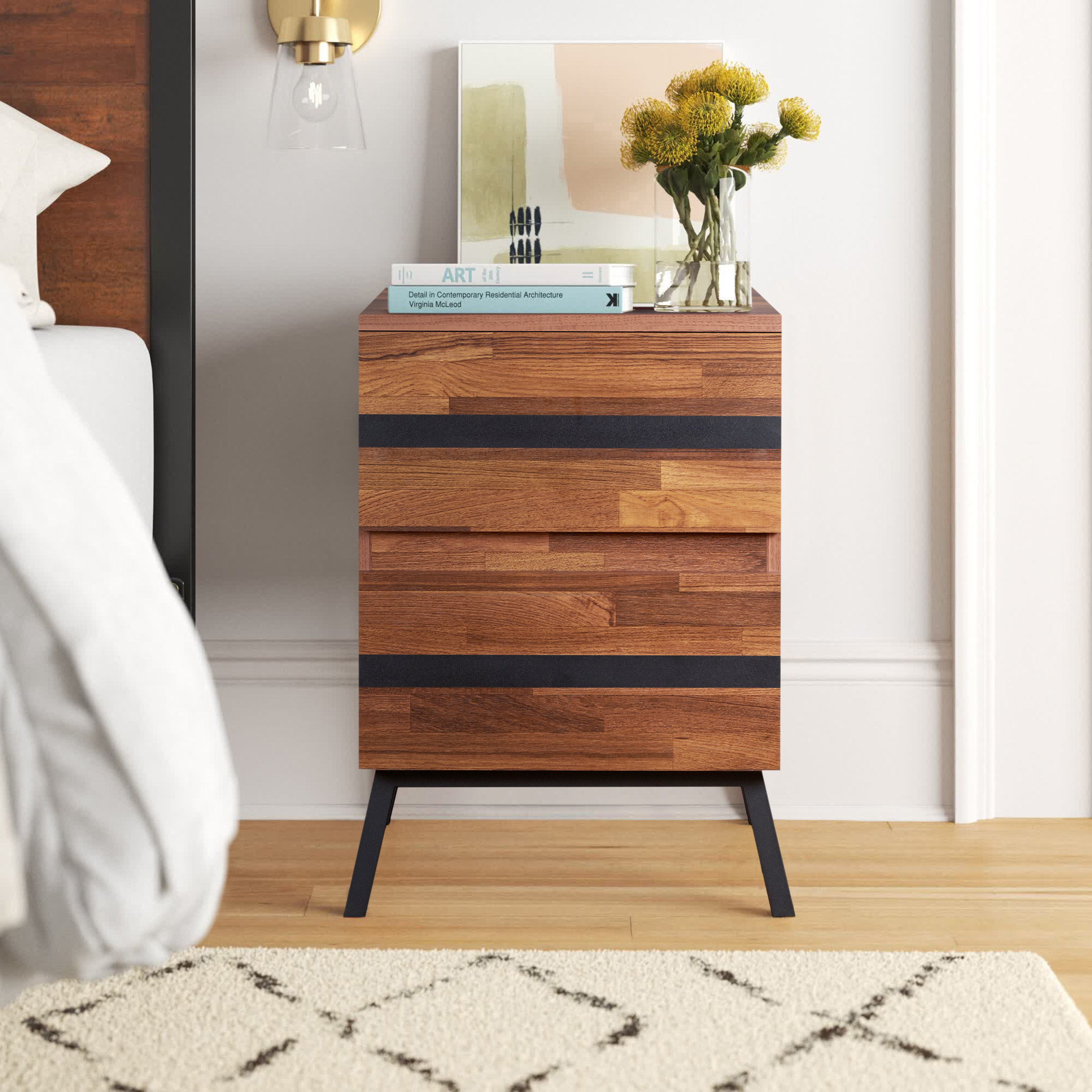Wood And Metal Night Stand