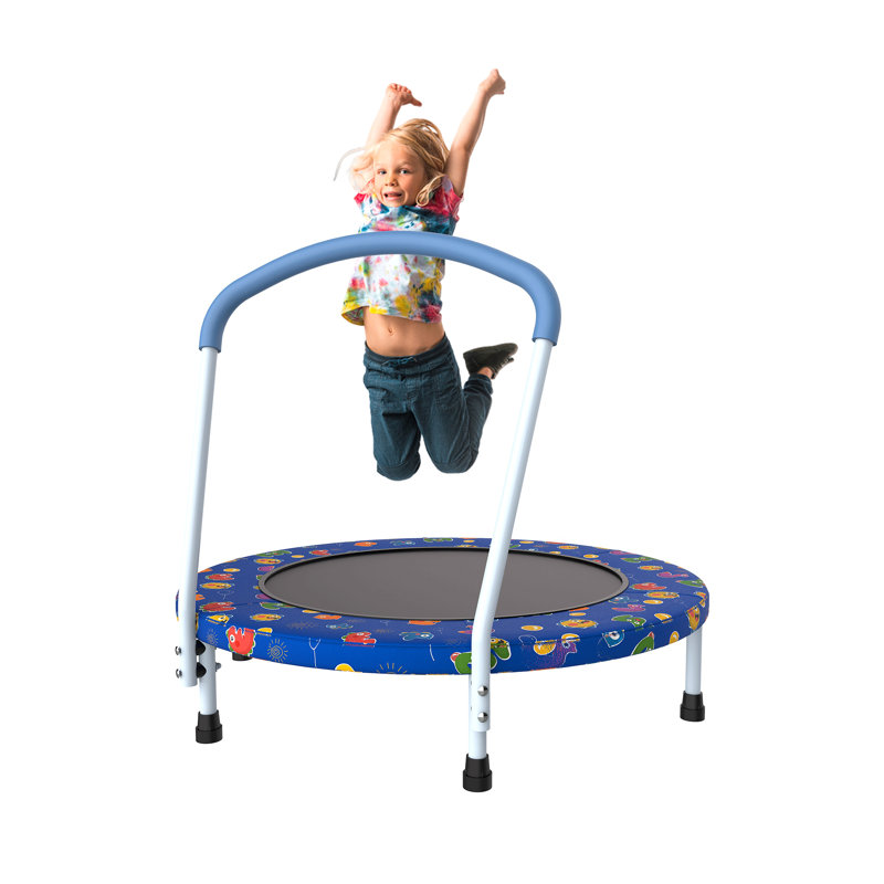 Mini trampoline d'intérieur pour enfants de 36 à 36 ans avec poignée amusante pour les enfants, Bleu