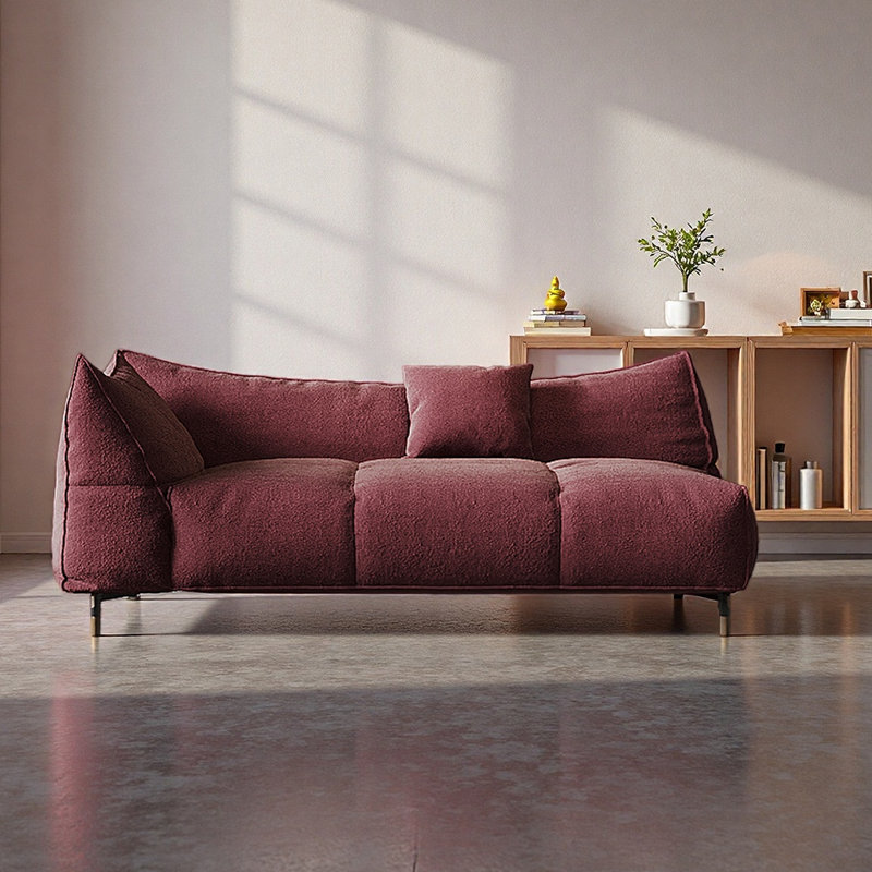 Chaise longue en flanelle de luxe en bois massif, Orienté à gauche (vu de face), Rouge vin