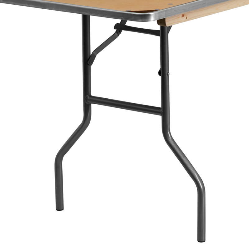 8-Foot Rectangular Birchwood Folding Banquet Table with Metal Frame