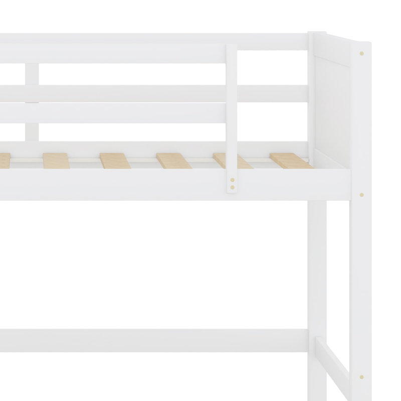 Wood Loft Bed With Ladder, White