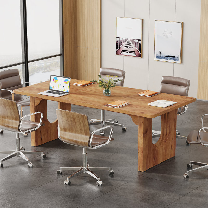Bureau double caisson en bois manufacturé Joonyoung , Brun