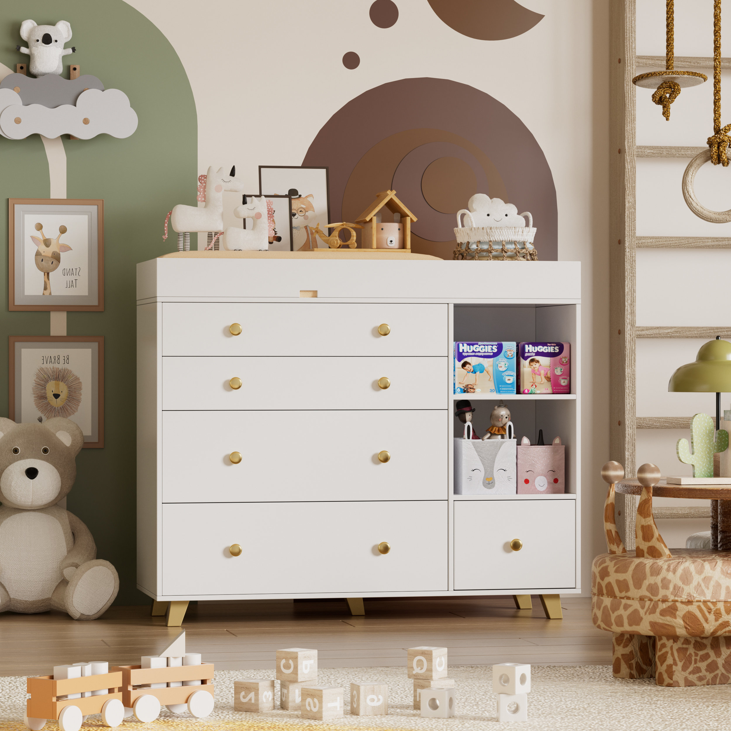 modern changing dresser Casanookk Changing Table Dresser With Drawers,modern Baby Dresser With Changing Table Top For Nursery,diaper Changing Station Organizer For Infants
