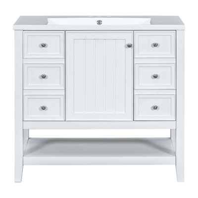 36" Bathroom Vanity With Sink Combo, 1 Cabinet And 3 Drawers