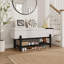 Banc de rangement rembourré Farmhouse avec compartiment caché, banc d'entrée moderne pour le salon et les couloirs
