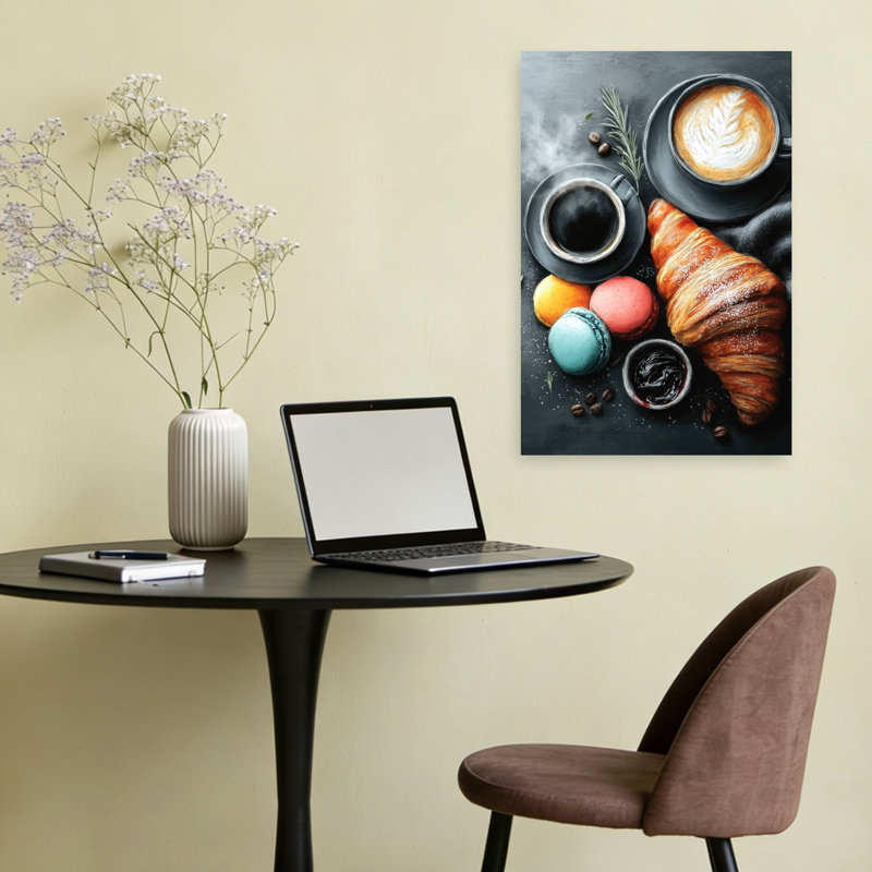 Cozy Coffee Petit déjeuner, art mural élégant, H 24 po x l 16 po