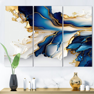 Wynwood Studio 'What's on My Mind Navy Custom' Fashion and Glam Framed Wall Art Print - Blue, Gold
