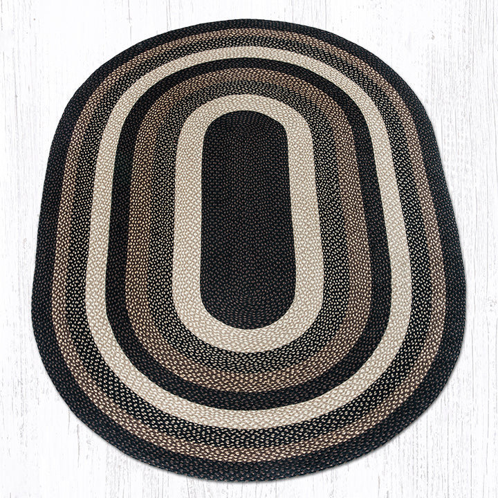 Earth Rugs Mocha/Frappuccino Oval Braided Rug Handwoven Jute, Oval 6' x 9'