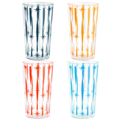 HomeStyle Entertaining Retro Renegade 4 Piece 22oz Plastic Tumbler Set in Assorted Colors
