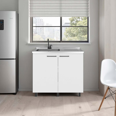 Armoire blanche avec 2 portes et 3 tablettes