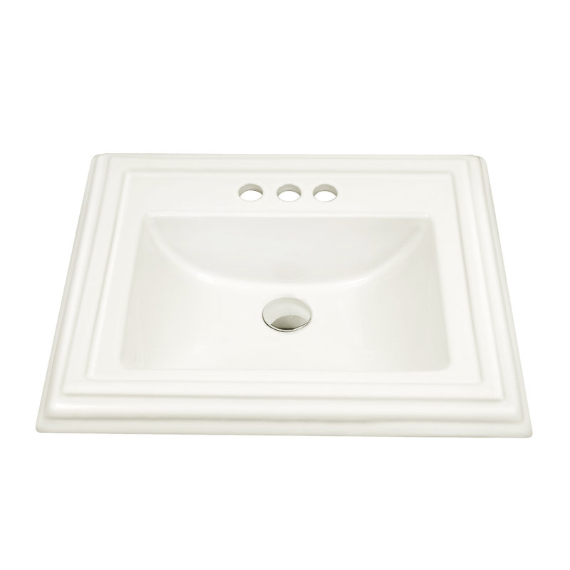 Dekorman 17.6'' White Ceramic Rectangular Bathroom Sink with Overflow
