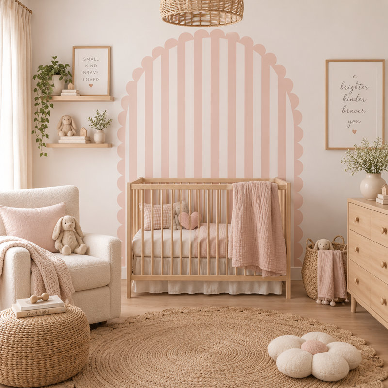 Wall Decals, 72" W x 80" H, Blush Pink