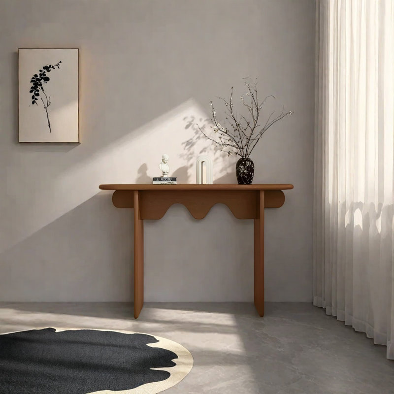 Console Retro Minimalist Art, Brun, Brun, H 31,5 po x l 31,5 po x P 11,81 po
