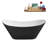 67" Streamline Soaking Glossy Black Freestanding Tub and Tray With Internal Drain-112235390