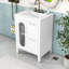 Meuble-lavabo simple autoportant contemporain avec porte en verre Moru et tablette réglable-1101354953