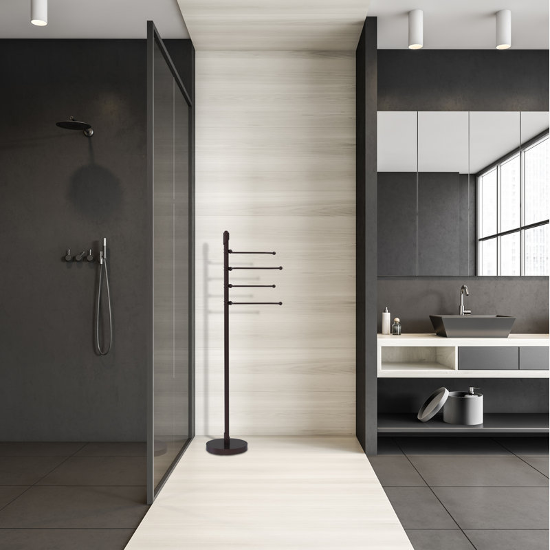 Porte-serviettes sur pied 4 accoudoirs Soho, Bronze antique