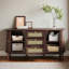 Buffet en rotin de 55 po de largeur avec portes coulissantes et tablettes réglables-1596235985