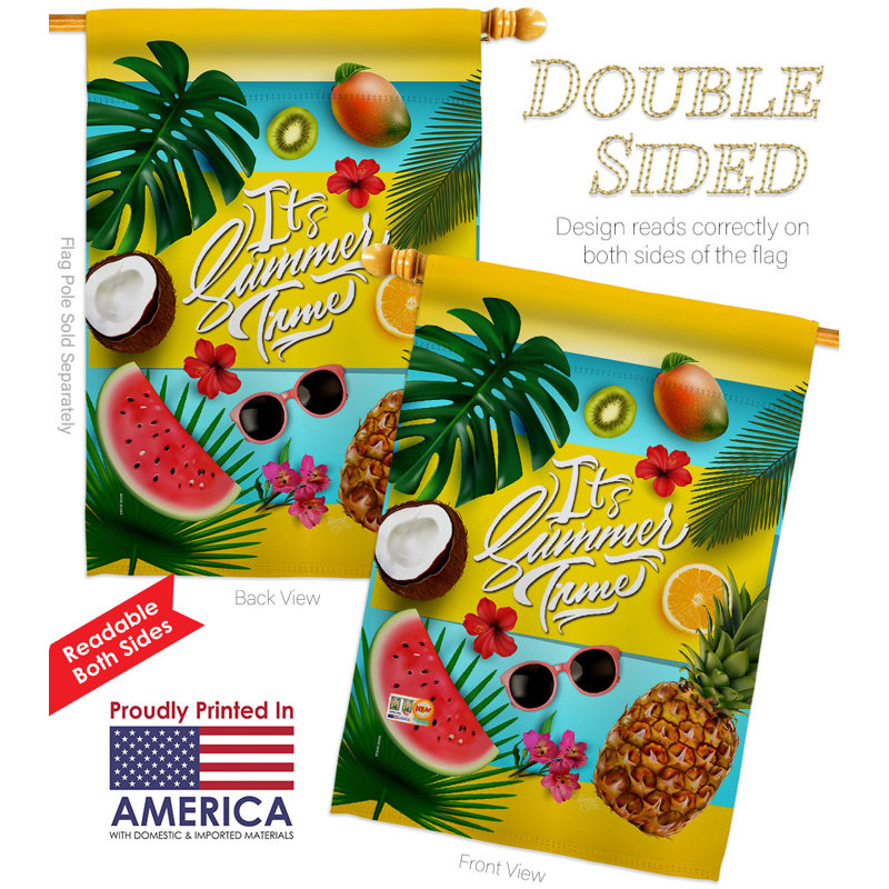 Drapeau de maison en polyester à 2 côtés Fruit Summer Time H 40 x l 28