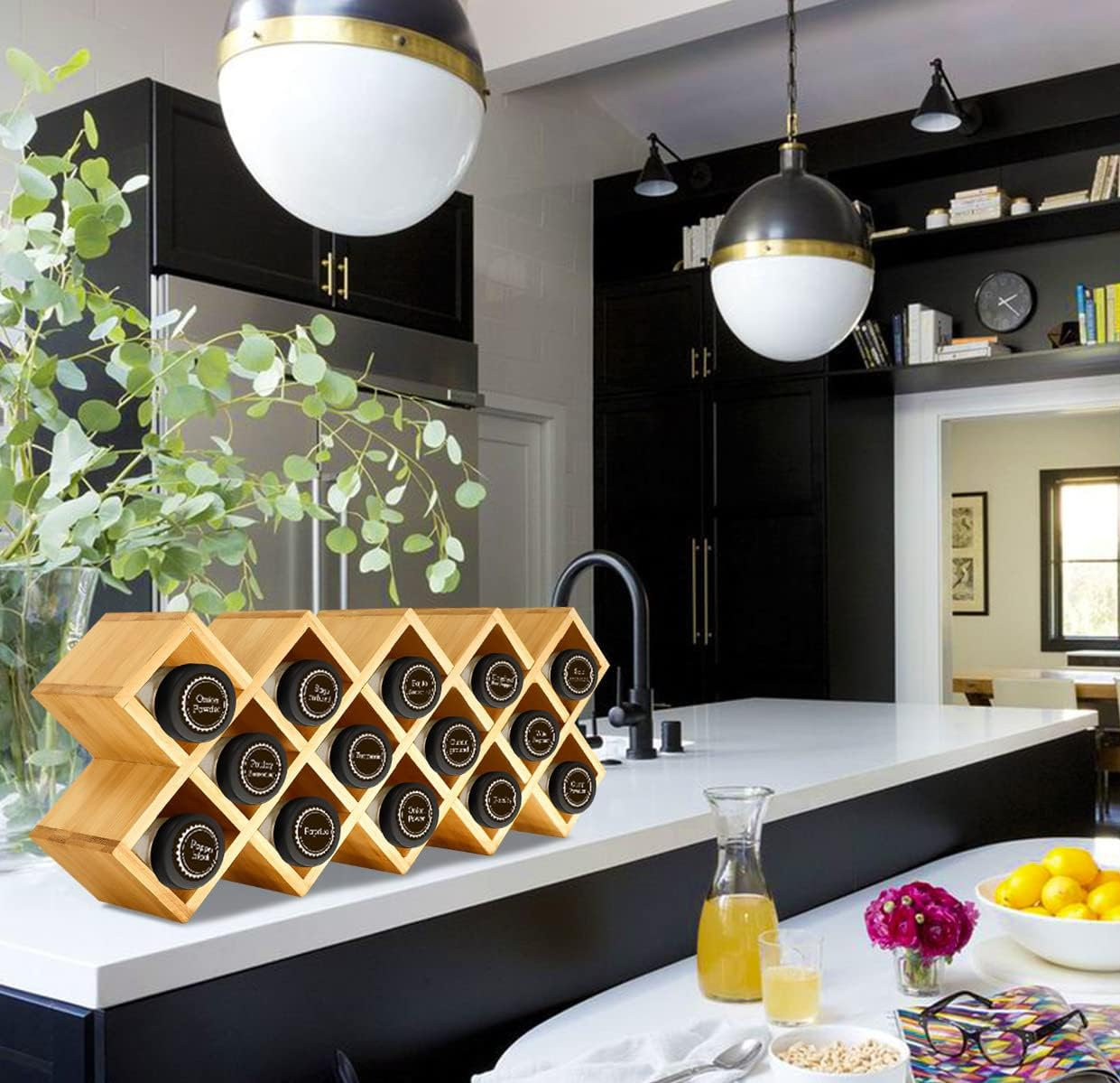 Latitude Run® Bamboo Criss Cross Spice Rack Organizer For Cabinet, Wood ...