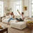Boneless 97" L L-Shaped Boneless Sofa with Chaise Lounge, Tool-Free Setup, Modular Sectional Couch with Ottoman & Pillow for Living Room, Bedroom, Upholstered Corduroy/Checkered Couch-2018352453-2018352454