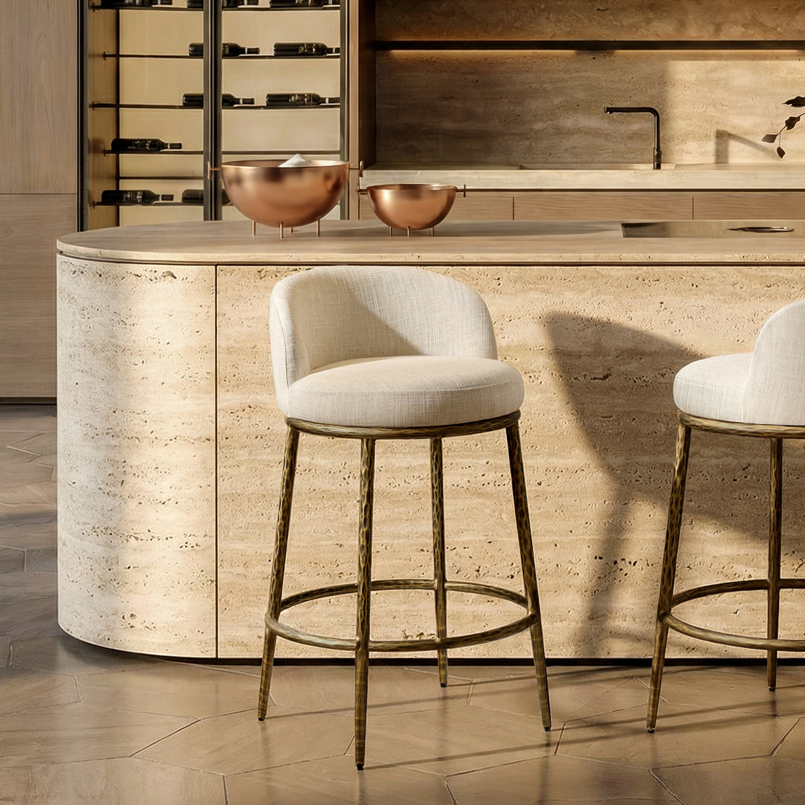 Gelder 27" Bar Stool, Gold Hammered