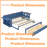 Queen Size Blue Daybed with Removable Desk, Hydraulic Side Table & Storage Drawers - Space-Saving 4-in-1 Multifunctional Sofa Bed-1107147549