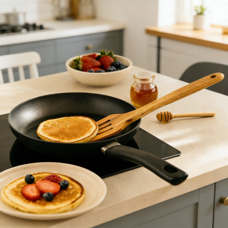 Ensemble de spatules en bois d'acacia, ustensiles de cuisine en bois 6 pièces pour batterie de cuisine antiadhésive, comprenant un tournevis, une spatule fendue, une cuillère, une fourchette, des outils de cuisson résistants à la chaleur et sans égratignures